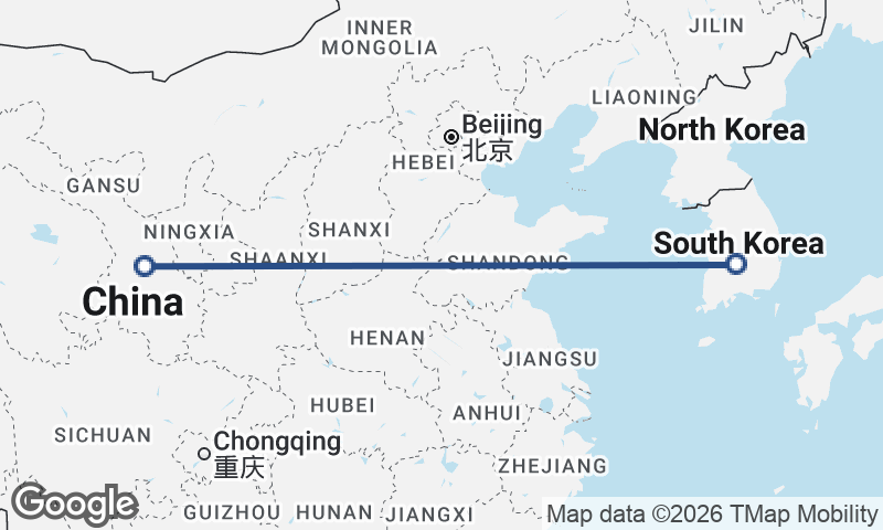 China to South Korea