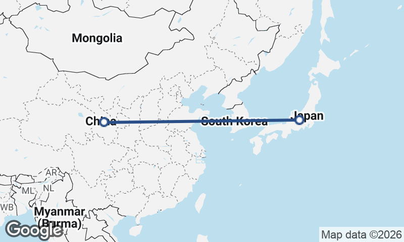 China to Japan