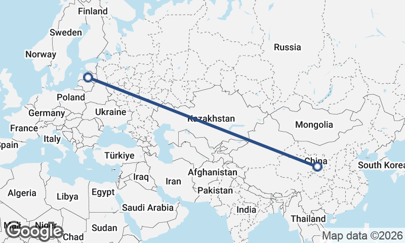 China to Latvia