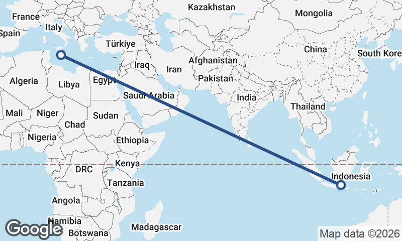 Valletta to Surabaya