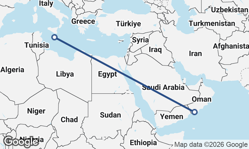 Valletta to Şalālah