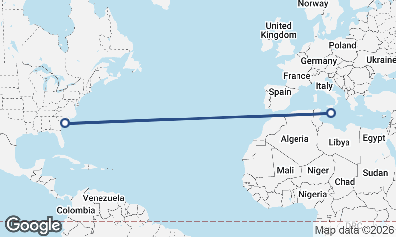 Valletta to Charleston