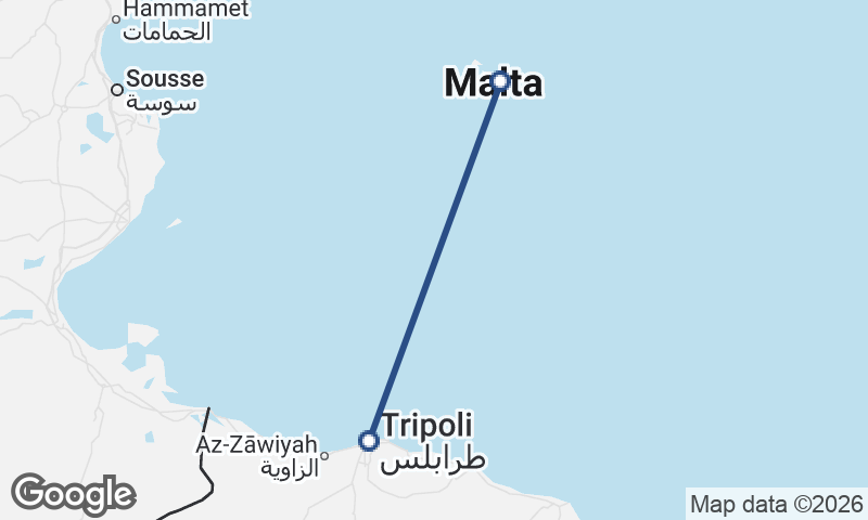 Valletta to Tripoli
