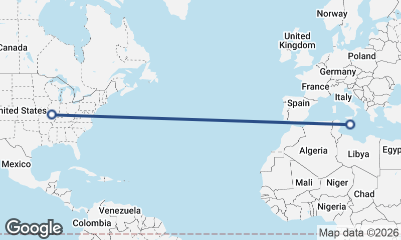 Valletta to St. Louis