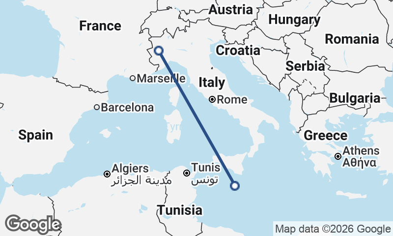 Valletta to Turin