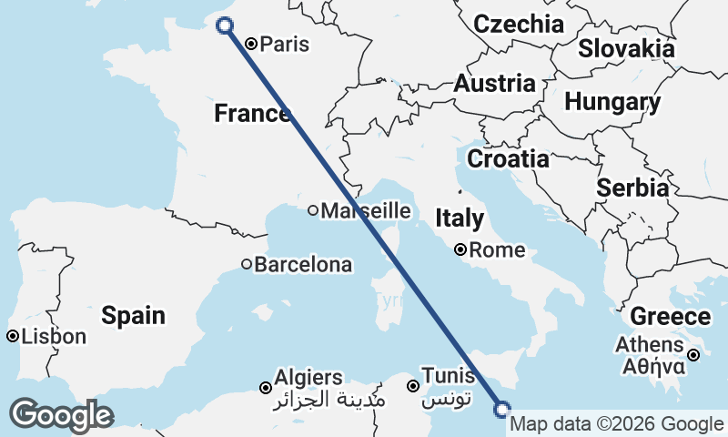 Valletta to Rouen