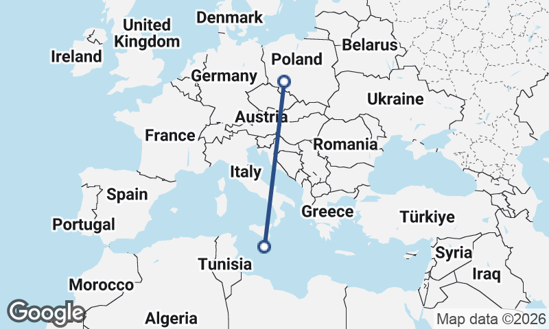 Valletta to Wrocław