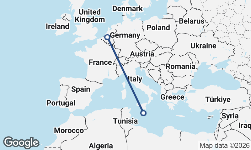 Valletta to Antwerp