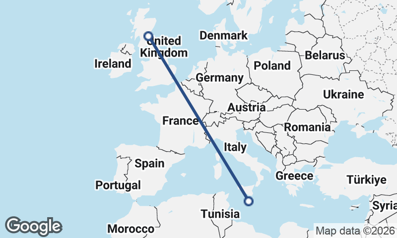 Valletta to Edinburgh