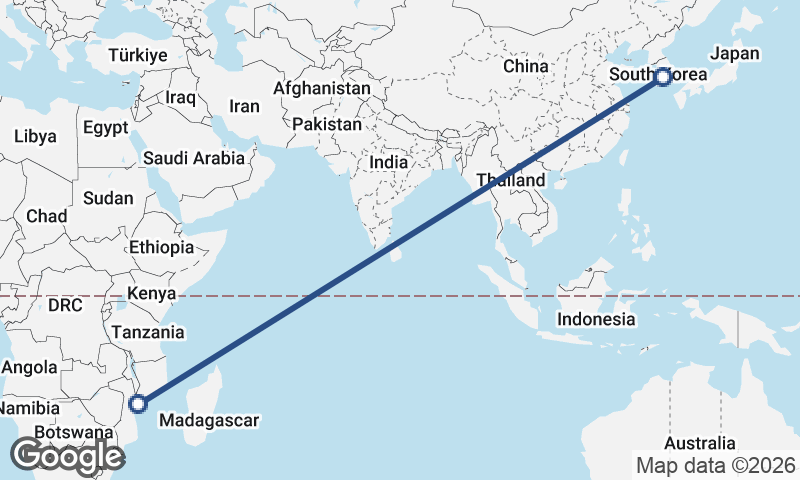South Korea to Mozambique