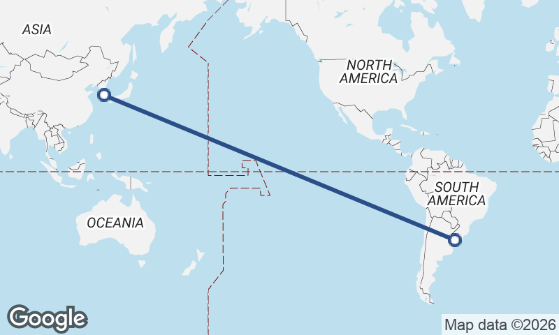 South Korea to Uruguay