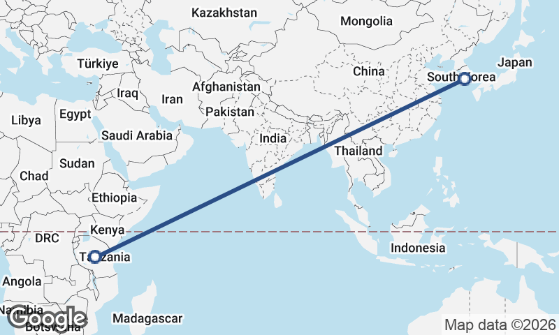 South Korea to Tanzania