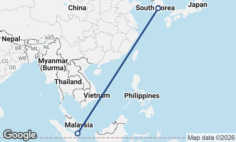 South Korea to Singapore