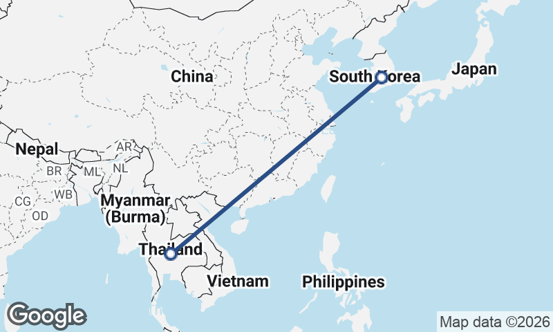 South Korea to Thailand