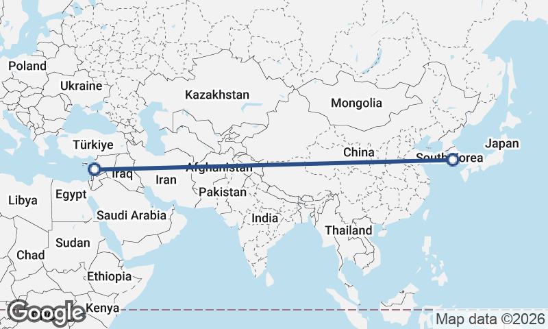 South Korea to Lebanon