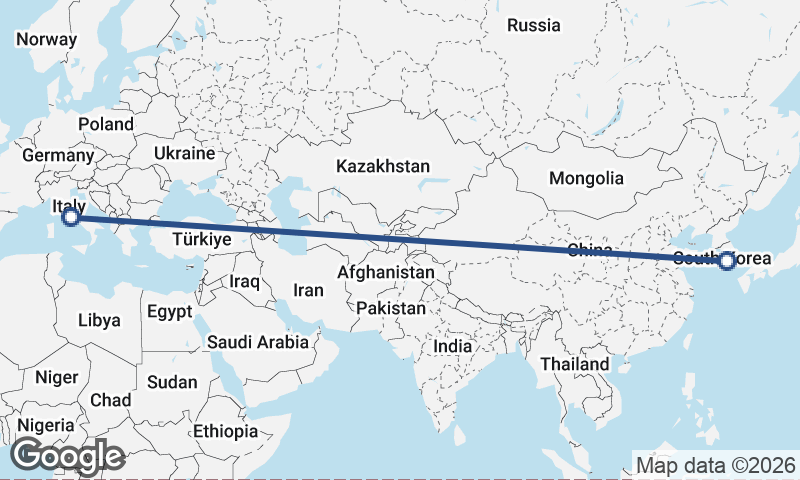 South Korea to Italy