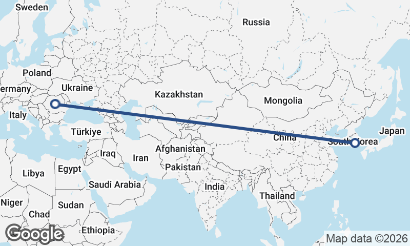 South Korea to Romania