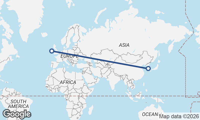 South Korea to Ireland