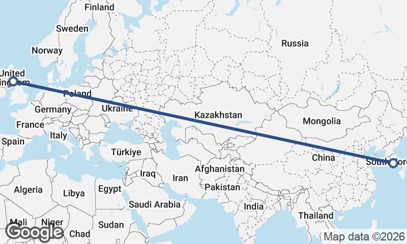 South Korea to United Kingdom