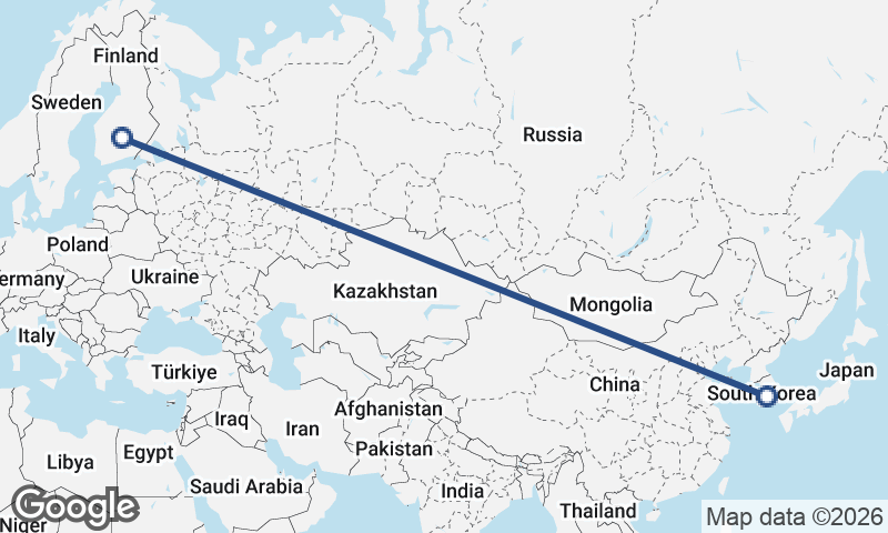 South Korea to Finland