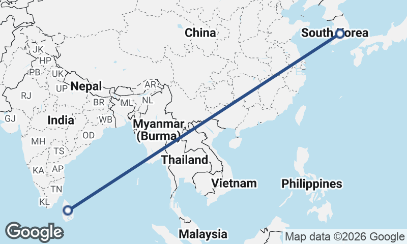 South Korea to Sri Lanka