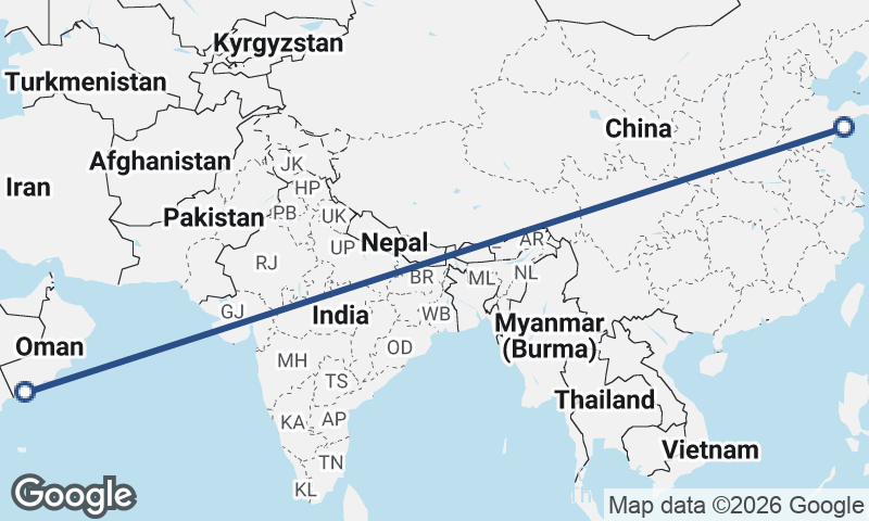 Qingdao to Şalālah