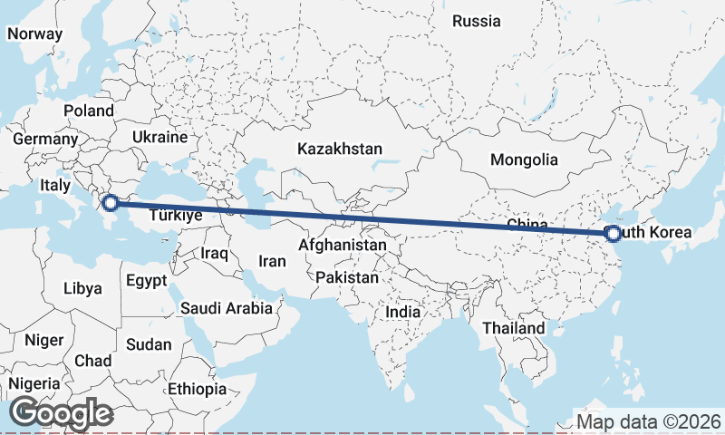 Qingdao to Thessaloníki