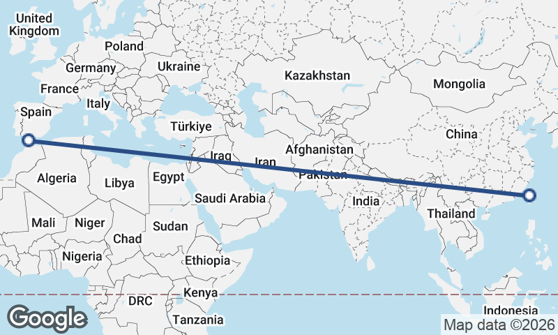 Algeciras to Taichung