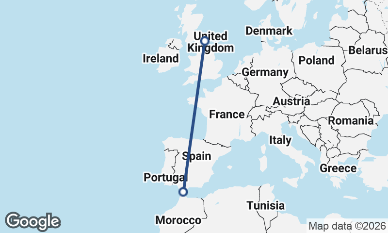 Algeciras to Newcastle upon Tyne