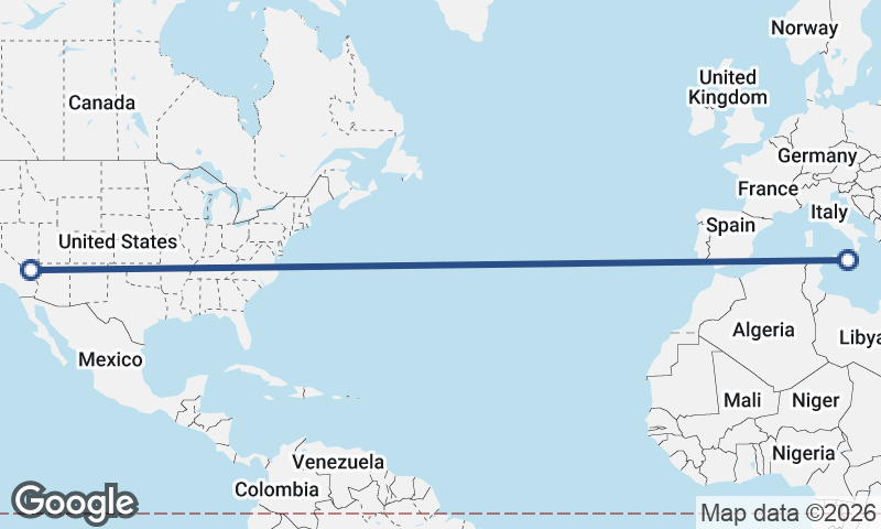 Las Vegas to Catania
