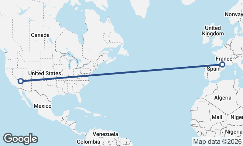 Las Vegas to Toulouse