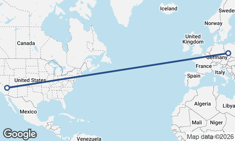 Las Vegas to Wrocław