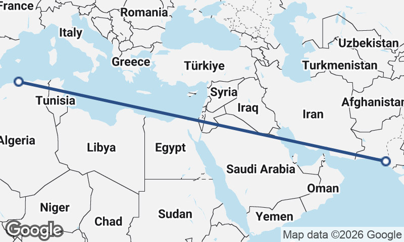 Algiers to Karachi