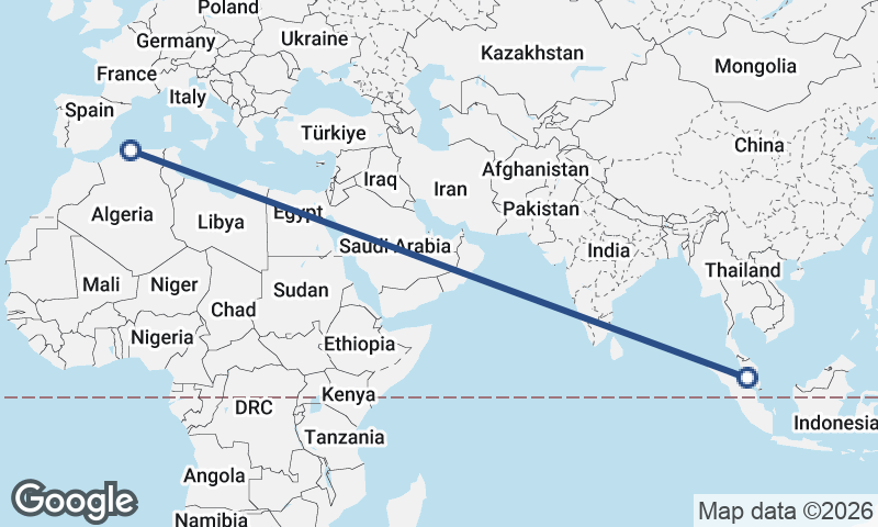 Algiers to Kuala Lumpur