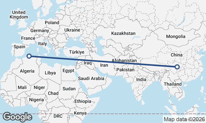 Algiers to Chengdu
