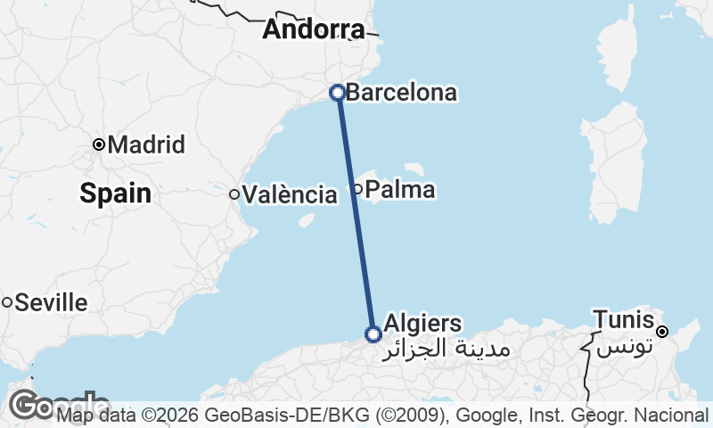 Algiers to Barcelona