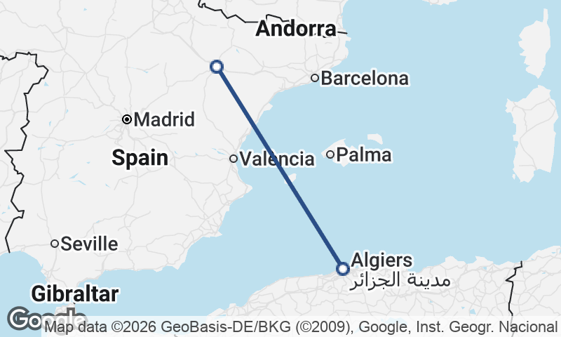 Algiers to Zaragoza