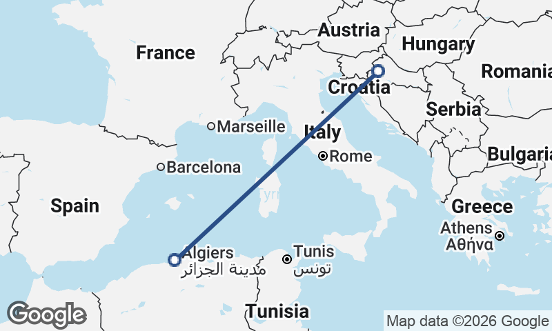 Algiers to Zagreb