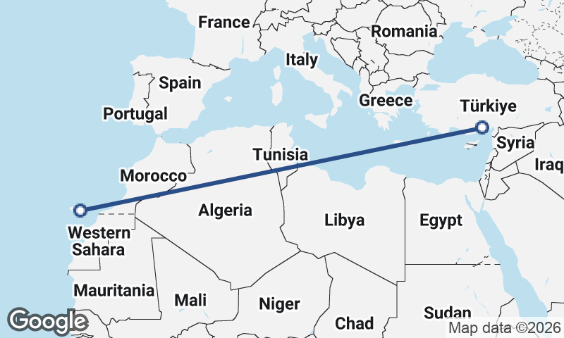 Mersin to Las Palmas de Gran Canaria