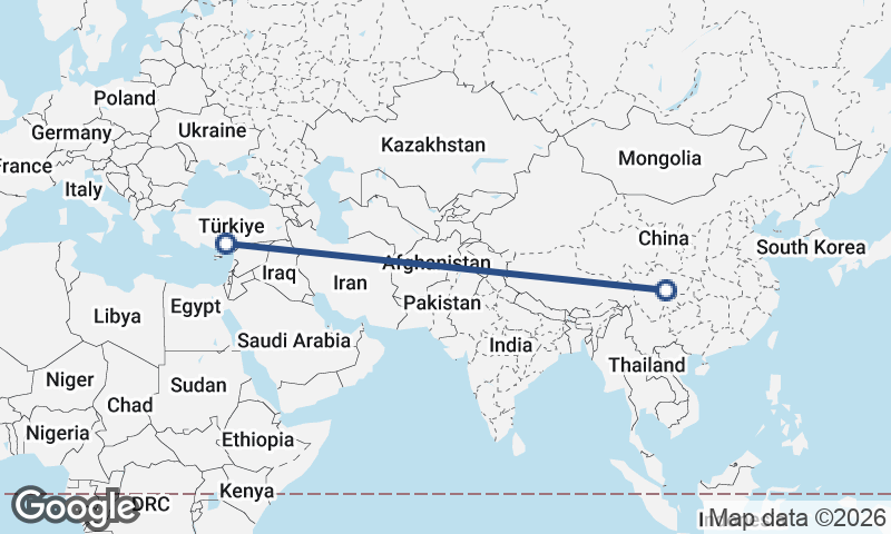 Mersin to Chengdu