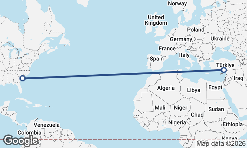 Mersin to Charleston