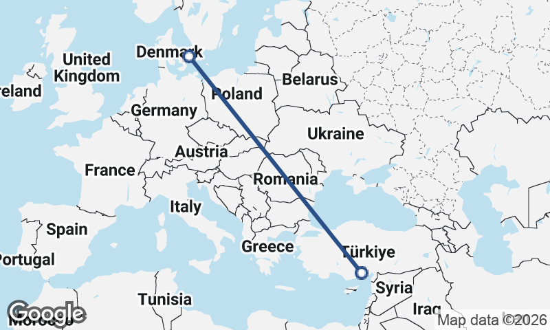 Mersin to Copenhagen