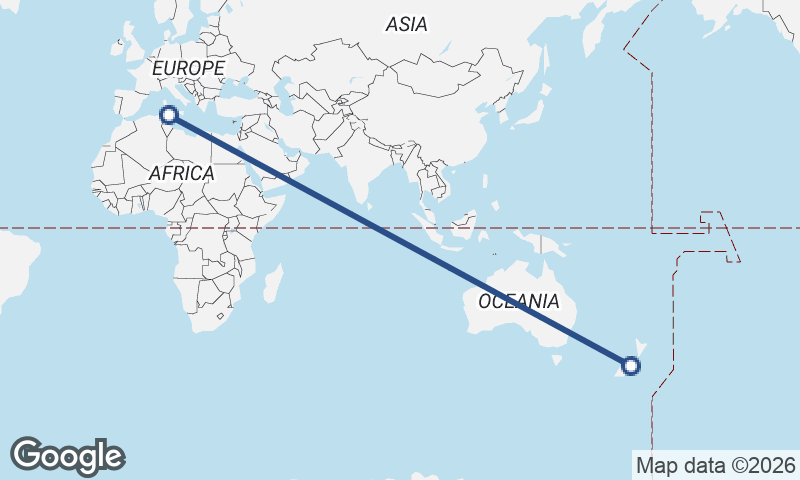 Tunis to Christchurch
