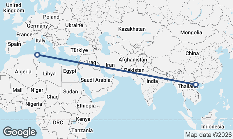 Tunis to Hanoi