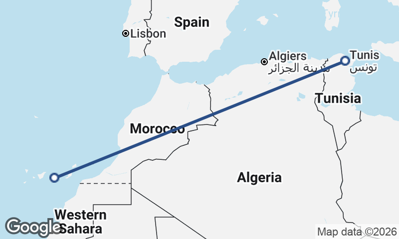 Tunis to Las Palmas de Gran Canaria