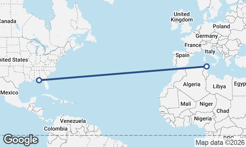 Tunis to Panama City