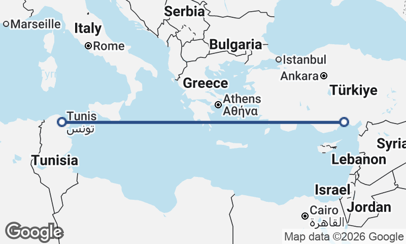 Tunis to Mersin