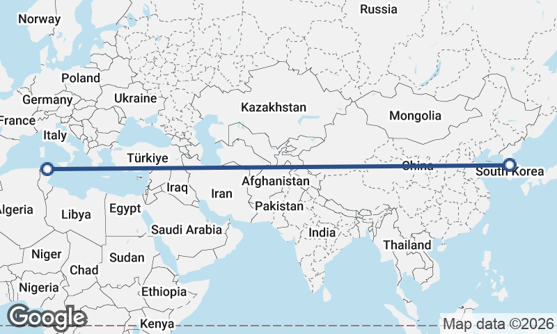 Tunis to Seoul