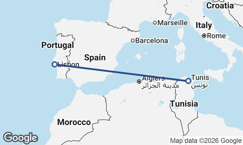 Tunis to Lisbon