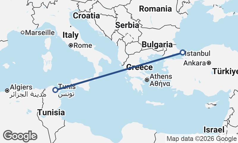 Tunis to Istanbul